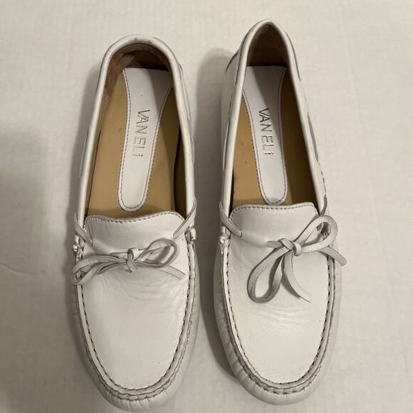 Van Eli Driving Loafers White Leather Moc Round Toe Slip On Flat Shoes Size 6.5M - Picture 6 of 12